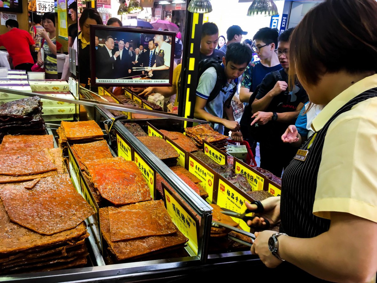 Rows of beef jerky