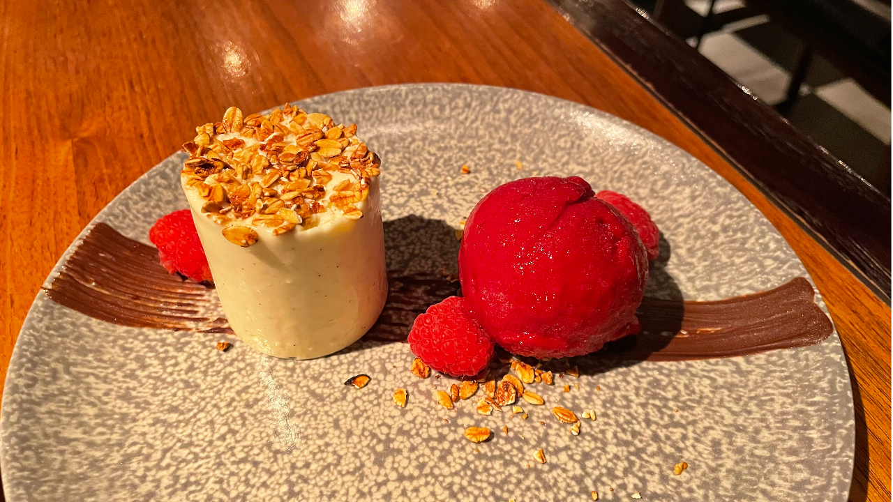 Single Malt Cranachan Cheesecake with Raspberry Sorbet